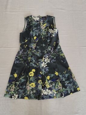 TED BAKER London Floral Bird Print Sleeveless Fit and Flare Scuba Dress XL